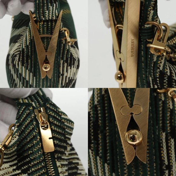 BURBERRY Mini Peg Duffle Bag Chain Hand Bag Green Auth 98935SV - Picture 14 of 15